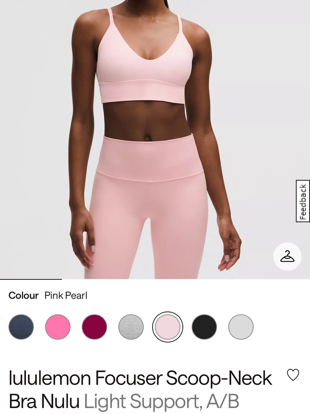 lululemon athletica Focused Scoop-Neck Bra in Pink Pearl